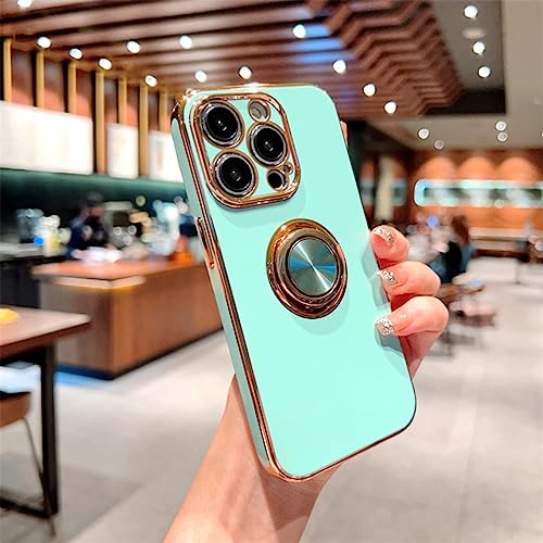 Coque magnétique violette pour iPhone 13 avec porte-anneau en silicone souple de luxe