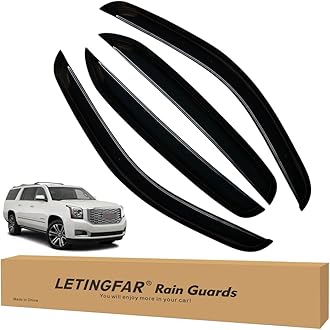 LETINGFAR Window Visors Rain Guards for Chevy Tahoe/GMC Yukon 2007 2008 2009 2010 2011 2012 2013 2014 Accessories, Wind Deflectors Vent Shades for Tahoe/Yukon (Not for Yukon XL)