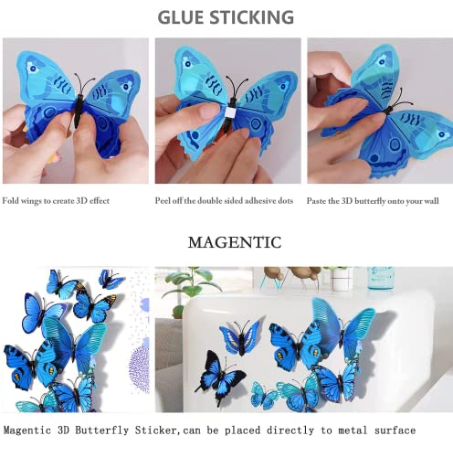 Hakday 3D Butterfly Wall Decor, 48 Pcs 3D Butterfly Wall Stickers For Crafts Butterflies Party Decorations Birthday Room Decor #TOP5