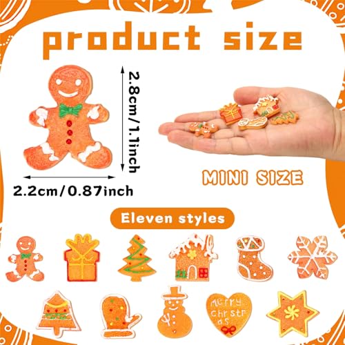 Image of JUNEBRUSHS 50 Pcs Christmas Mini Resin Gingerbread Man, Fake Gingerbread Christmas Figurines Gingerbread Men Embellishment for Xmas Holiday DIY Crafts Decor
