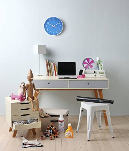 Epy Huts Wall Clock Battery Operated Indoor Non-Ticking Silent Quartz Quiet Sweep Movement Wall Clock For Office,Bathroom,Living Room Decorative 10 Inch Blue #TOP6