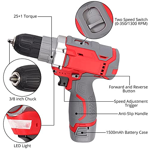 Akkuschrauber Akku Bohrschrauber Bohrschrauber JUSTOOL Professional Mini Akku-Bohrschrauber 0-350/1300 RPM 1500mAh Li… – Bild 3