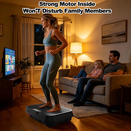 Image of Vibration Plate Machine with Resistance Bands and Remote Control 125 Speed Levels 450LB Capacity Whole Body Oscillating Platform for Home Use
