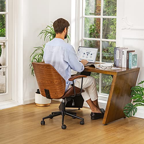 Glitzhome Adjustable Mid-Back Home Office Chair, Thick Pu Leather Padding For Comfort Ergonomic Design And Lumbar Support, Executive Swivel Desk/Task Chair With Arm,Russet #TOP1