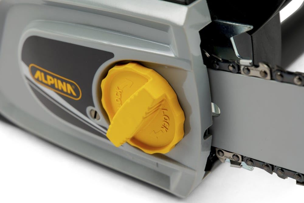 Alpina Motosierra eléctrica ACS 180 E 14 pulgadas. Para operaciones de corte de madera. Barra de corte 35 cm 14 pulgadas. 1800 W. Velocidad de la cadena 10 m/s. Tensión lateral