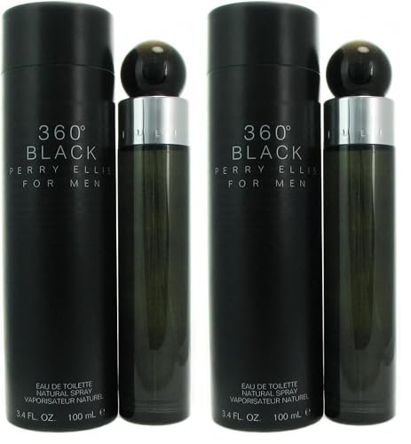 Perry Ellis 360 Black For Men. Eau De Toilette Spray 3.4 Ounces (Pack of 2)