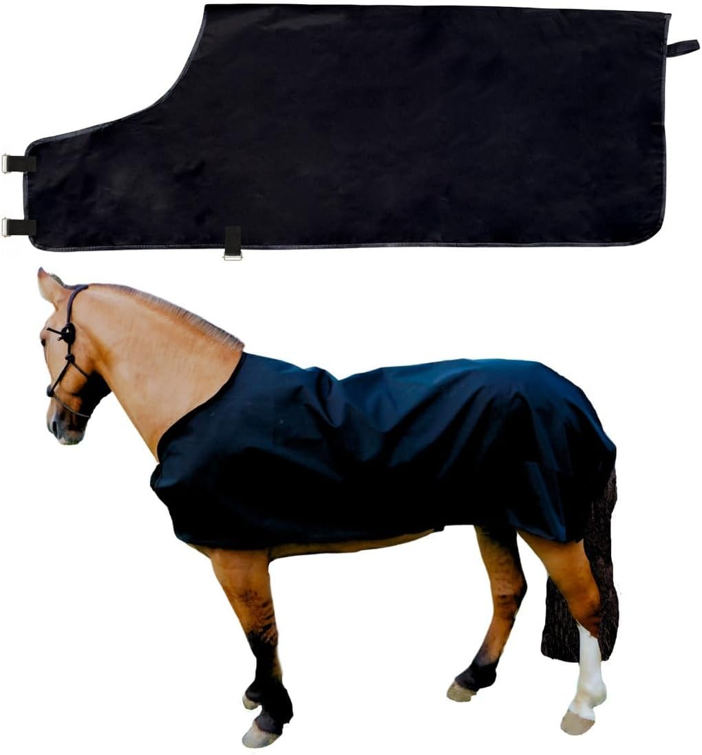 Capa para Cavalo Impermeável em Nylon 600 – Proteção Térmica Inverno e Chuva com Proteção UV – Tamanho Universal Ajustável com Fivelas Reforçadas (Preto)
