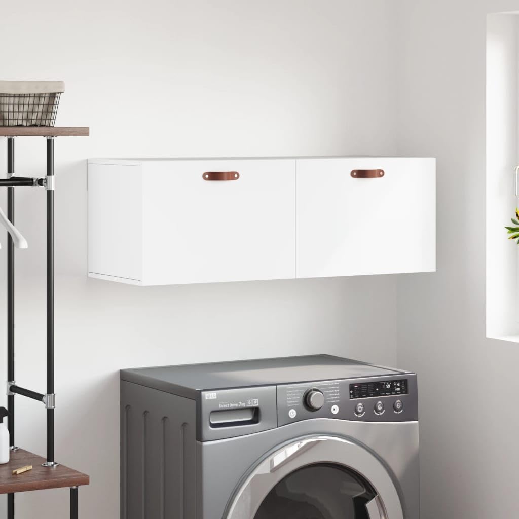 vidaXL Armoire Murale, Placard Suspendu avec Rangement, Meuble Flottant de Salon Salle de Séjour Intérieur, Moderne, Blanc Bois d'Ingénierie
