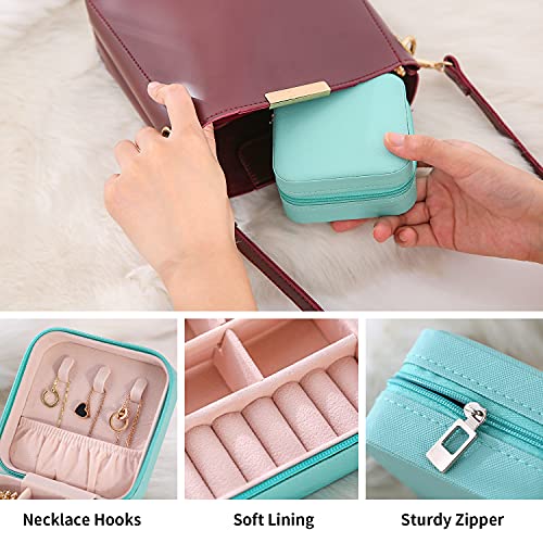 Image of TRODANCE Mini Jewelry Case, Small Travel Jewelry Organizer, Portable Jewelry Box Mini Storage Organizer Display Box For Rings Earrings Necklaces (4Color-4pack)