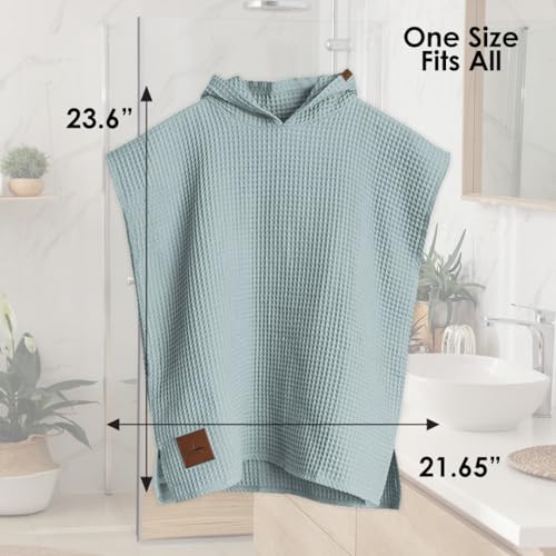 Image of Premium Wearable Hooded Towel Poncho for Kids | 100% Cotton Waffle Weave | Pool | Lake | Boat | Toddler | One Size | Salmon Color