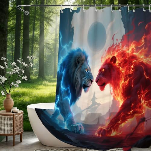 Rideau de douche 200x200 lion imperméable contre les éclaboussures