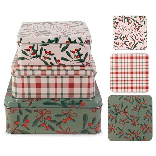 Steel Mill & Co Tin Containers with Lids, 3 Pack