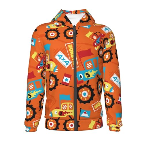 Monster Truck Kids Pullover Hoodies Boys Zip Up Sweatshirts Girls Athletic Clothes with Pocket2