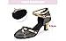 BININBOX Women's Fashion Dance Shoes,Non Slip High Heels PU Sandals for Party Festival New Year(Black Gold Rubber Bottom 5cm/2.2inch,8.5)