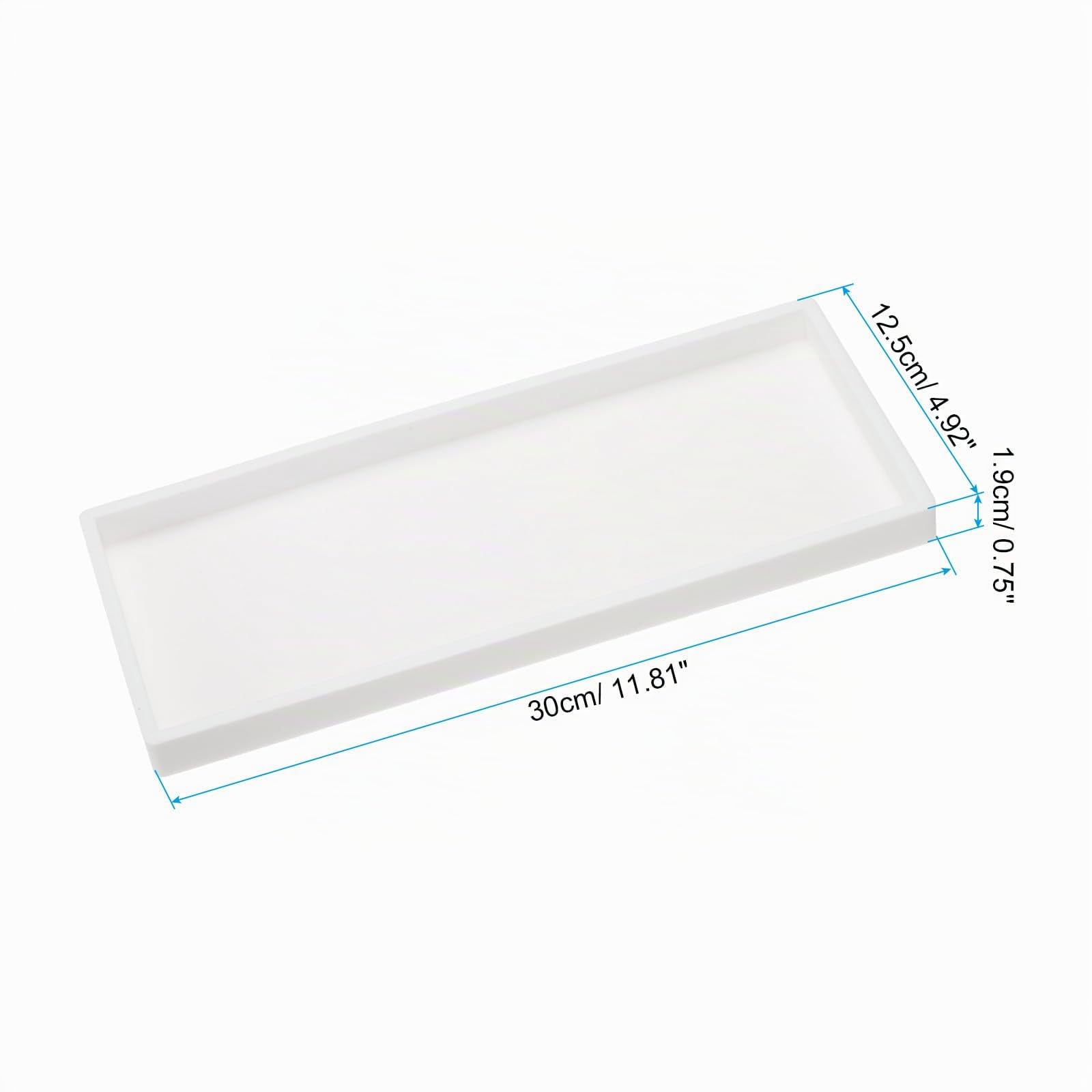 PATIKIL Silicone Salle Bain Plateau, 12" x 5" Savon Distributeur Plateau Bijoux Organiseur Plat pour Toilettes, Commode, Cuisine Évier pour Bijoux, Clé, pure Blanc