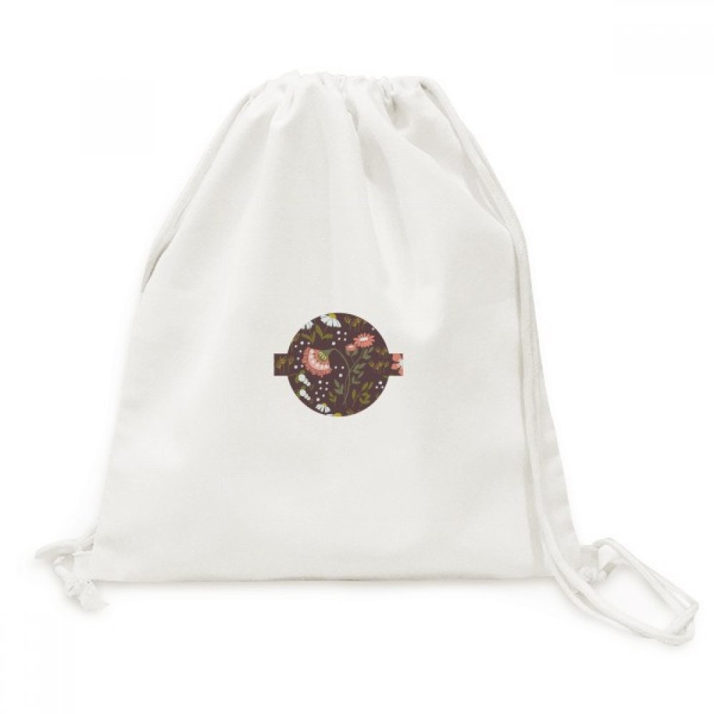 Toile drawstring backpack marron avec motif fleurs de DIYthinker pour voyage - 5