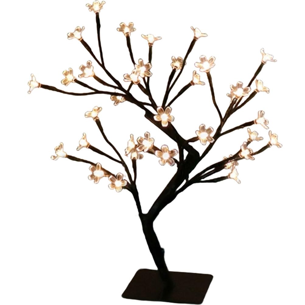 Artibetter Flor de Cerezo Flor de La Batería Luz de La Lámpara Mesita de Noche Potencia LED Se Enciende La Luz Del Árbol de Mesa para El Enchufe Del Dormitorio