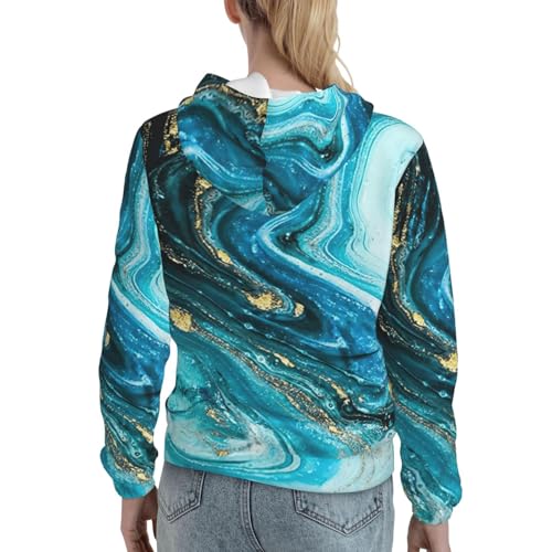 Sweat à capuche marbre turquoise pour vos sorties fraîches d'automne