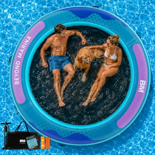 Beyond Marina 8x6ft Inflatable Floating Island Dock with Mesh by BEYOND MARINA - Used condition - US$146.13
