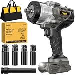 Clé d'impact sans fil 1/2", compatible avec DeWalt 20V Batterie, 1500N.m(1106Ft-Lbs) Pistolet électrique à impact brushless haute torque avec 3-Speed, Conducteur de choc lourd (outil de base) & NO Batterie)
