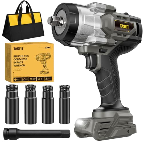 TASFIT 1/2" Impact Wrench, DeWalt 20V Battery, 1500N.m High