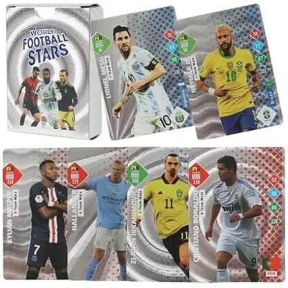 Wagela World Cup Football Soccer Star 55 Silver Cards,Soccer Trading Card No Repetition (Silver)
