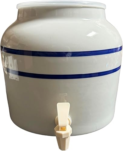 Aquanation Dispensador de agua de cerámica de porcelana con diseño de rayas y anillo sin BPA, se adapta a jarra de botella de 3 a 5 galones, color disponible en Yaxa Colombia