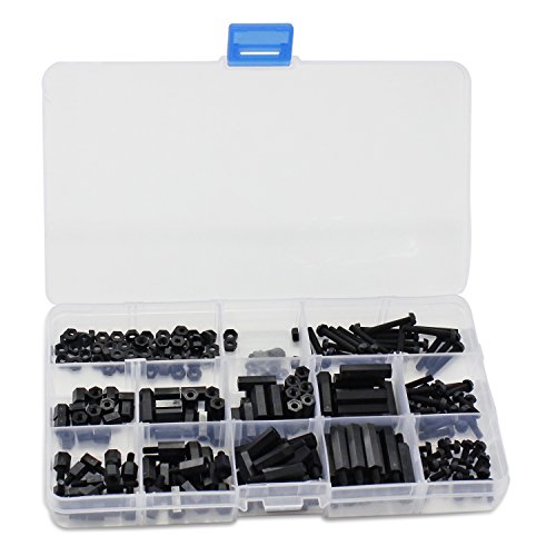 260 Stück M3 Nylon Schwarz Hex Spacer Schraubenmutter Standoff Zubehör Sortiment Kit (260 Stücke schwarz M3)