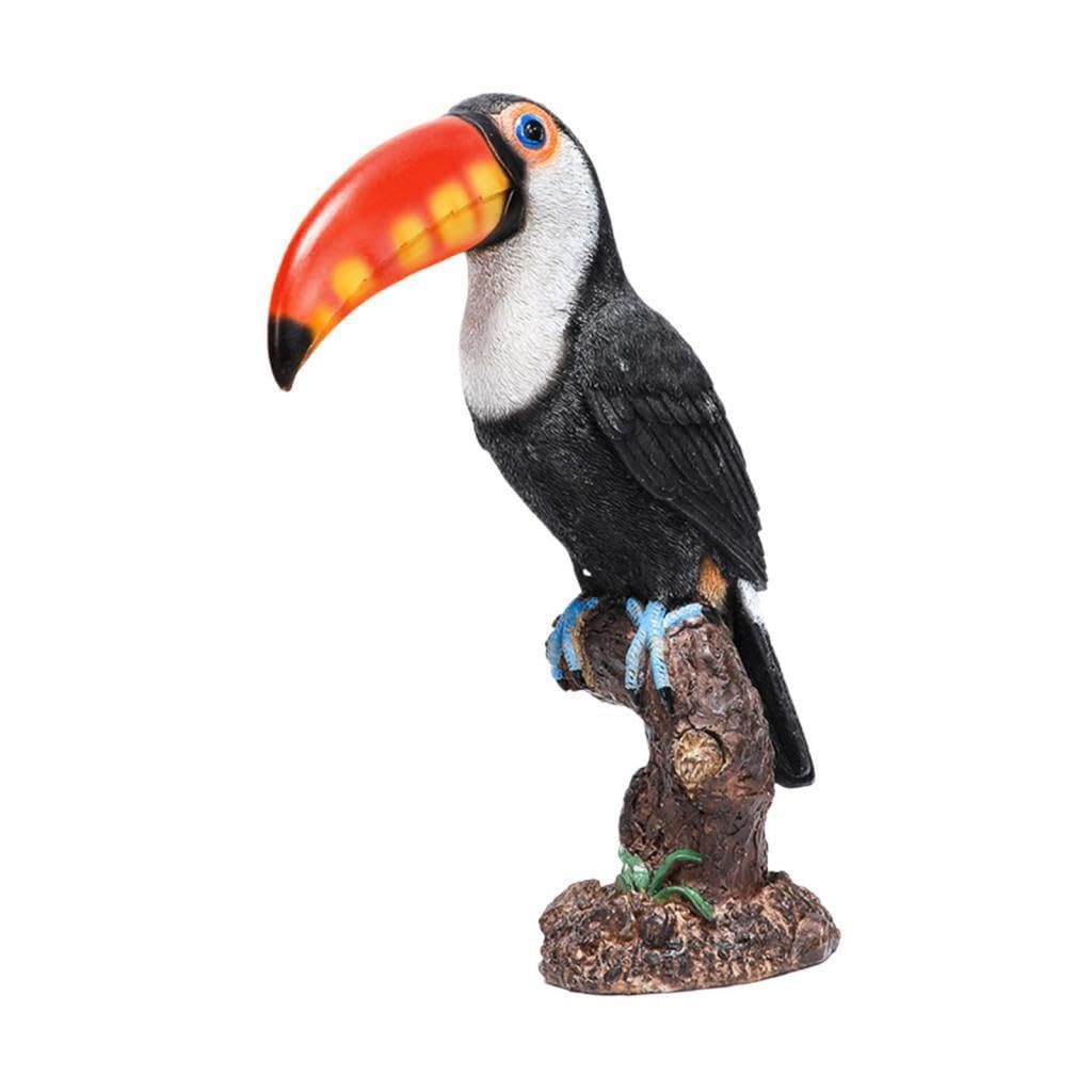TWISAXC Frog Statue Unique Appearance Resin Toucan On Stump Statue Is Beautiful Outdoor Representation Lightweight Toucan Sculpture Garden Outdoor Decoration