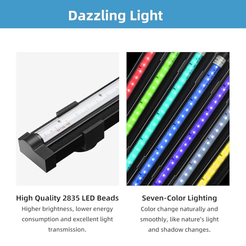 Image of DaToo Submersible Aquarium Light 10Inch Fish Tank Light Bubbler Wall with Air Bubble Hole IP68 Waterproof Color Changing Led Light for Freshwater and Saltwater Aquariums Fish Tanks