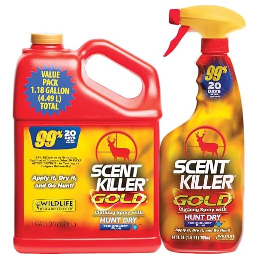 Wildlife Research Center Scent Killer Gold Spray – Hunting Scent Eliminator with Hunt Dry Technology – Odor Prevention & Maximum Performance After Drying – Deer & Elk (Gallon Combo)