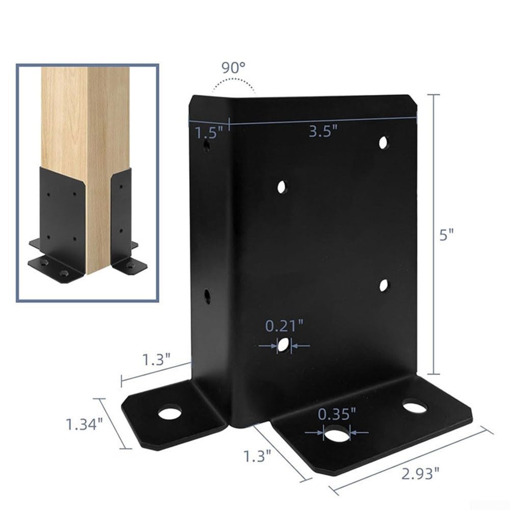 Set di 4 staffe di base regolabili per pali e ponti in legno, supporti di fissaggio in metallo per cassette postali e pergolati con fori e viti preforati