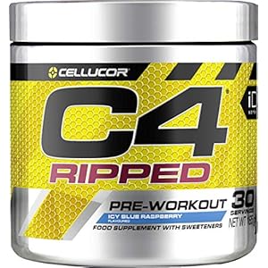 C4 Ripped Pre Workout Powder ICY Blue Raspberry 30 Servings | Zero Sugar Pre Workout with 150mg Caffeine, 500mg L Carnitine, 1600mg Beta Alanine, 200mg Green Coffee Bean Extract
