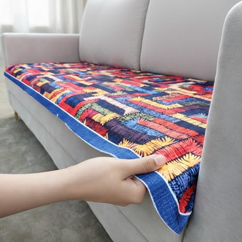 Image of Homerz Premium 7 (3+2+2) Seater Velvet Sofa Panel Cover with Digital Prints | Anti-Slip Backing (Rangeen, 7 (3+2+2) Seater)