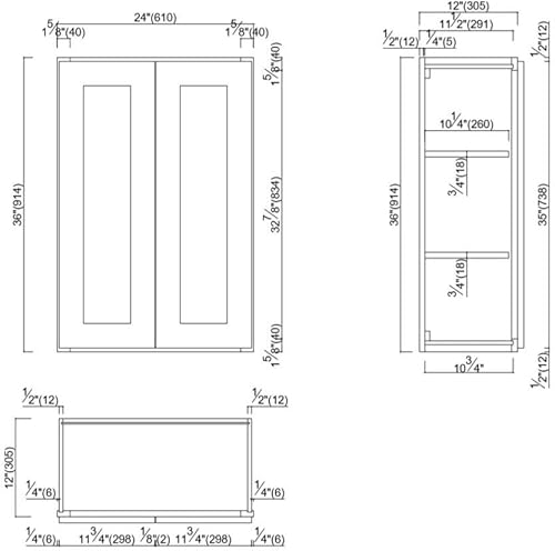 Miniatura 57 de Brookings Shaker - Armario de cocina de pared sin ensamblar W2736, 27 ancho x 12 profundidad x 36 alto, pintado blanco con Sherwin Williams®, madera
