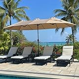 PHI VILLA 15ft Large Patio Umbrellas with Base Included, Outdoor Double-Sided Rectangle Big Market Umbrella...