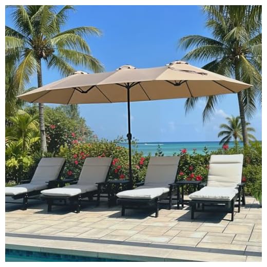 PHI VILLA 15ft Large Patio Umbrella Set