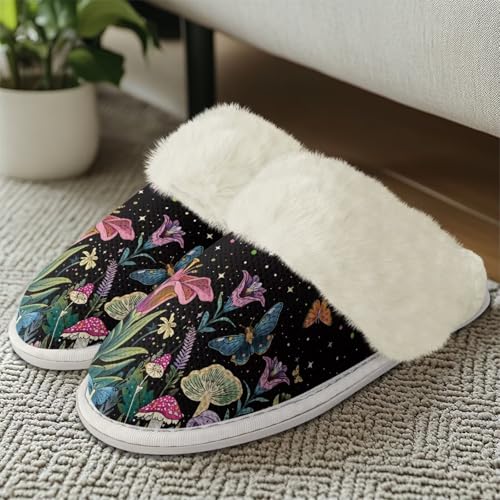 Howilath Mushroom Plush House Slippers for Women Warm House Slippers with Fur Edges for Indoor & Outdoor4