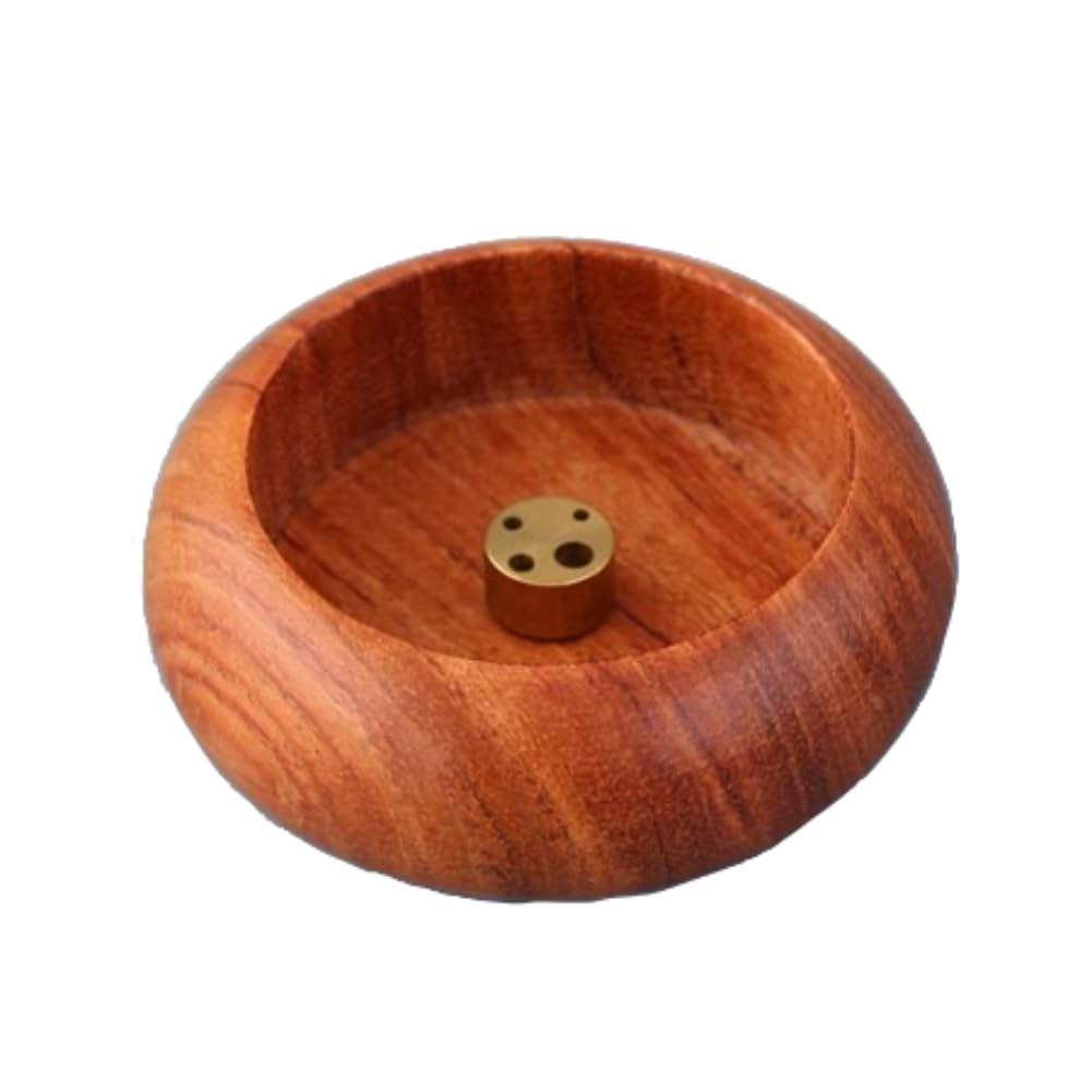 Mini Incense Holder, Vietnamese Round Incense Bowl Shape Incense Holder Buddhist Accessories (Rosewood)