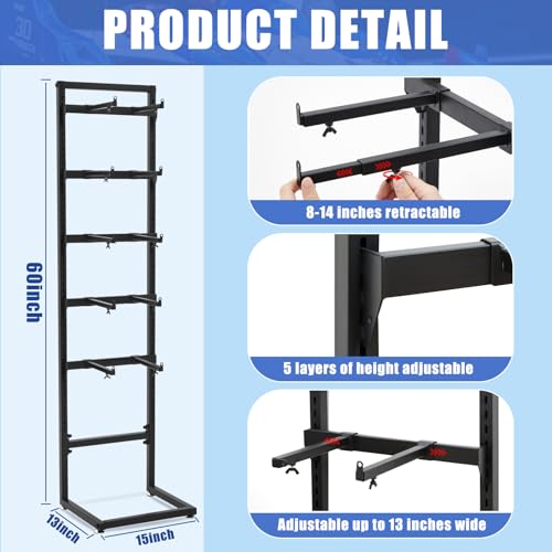 Image of AceOrbit Rc Car Stand 5 Layer Adjustable Wall Mount Car Display Rack with Screws Crawler 15 inch x 13 inch x 60 inch Storage System for 1 /10 1 /12 1 /18 1 /24 1 /32 Multiple Scale Cars /Trucks Stand Shelf(Black)