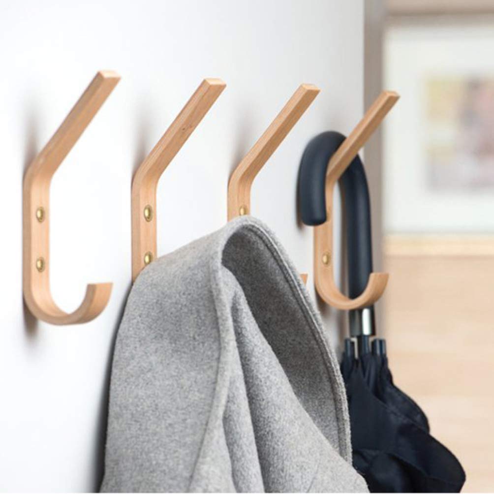 Perchero de pared resistente, paquete de 2 percheros de madera para colgar toallas, abrigos, sombreros, bolsos, chaquetas, ideal para entrada, dormitorio, baño