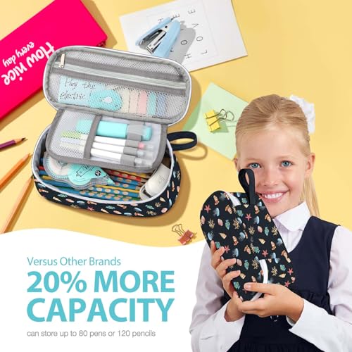 Image of Jcocylse Large Capacity Pencil Case Portable Pencil Pouch Bag School Supplies for College Students Girls Boys Adults (Marine Life)