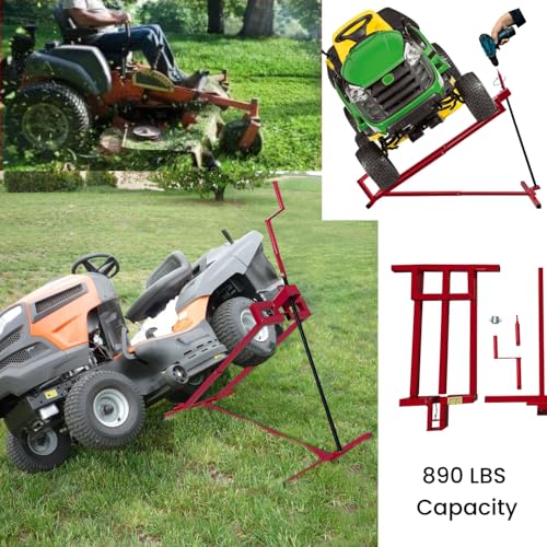 Lawn Mower Lift Jack, 890 Lbs Weight Capacity, Riding Lawnmower Lift for Garden Tractors and Lawn Mowers, Tractor Side Lift with Manual Handle & Power Tool Extension Handle - Thumbnail 2