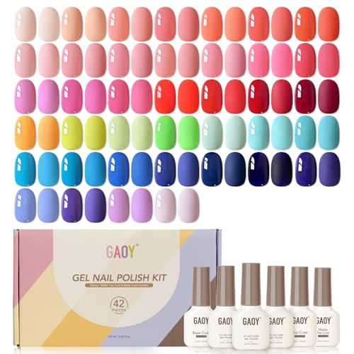 GAOY 42 Pcs Gel Nail Polish Kit, Bright Neon Colors