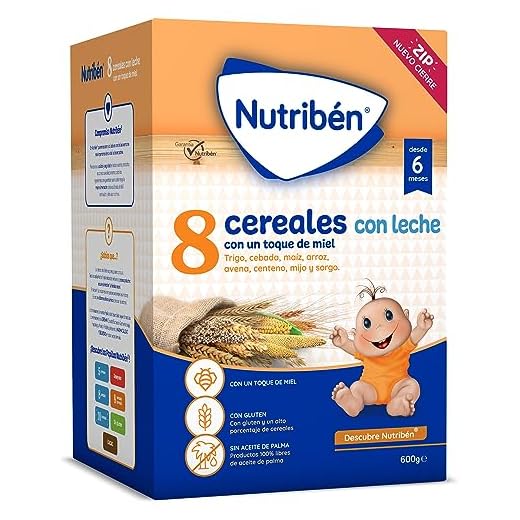 Nutribén Papilla 8 Cereales con un toque de Miel y Leche | Alimento para Bebés a partir de 6 meses | Sin azúcares añadidos | Sin aceite de palma | Paquete de 6 unidades de 600g | 3600g