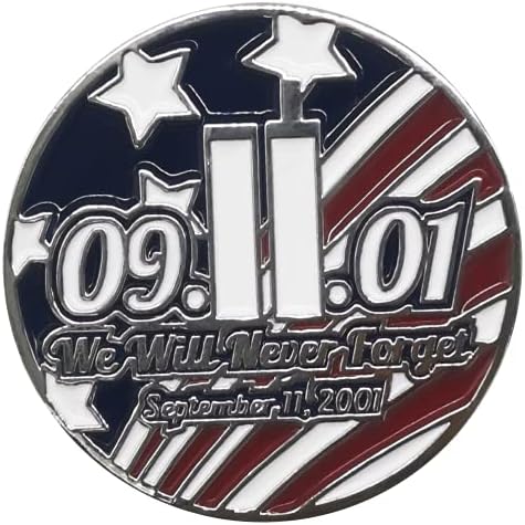 We Remember 911 - Never Forget Two-Sided Golf Ball Marker and USA Round Hat Clip Patriotic Golf Accessories image 2