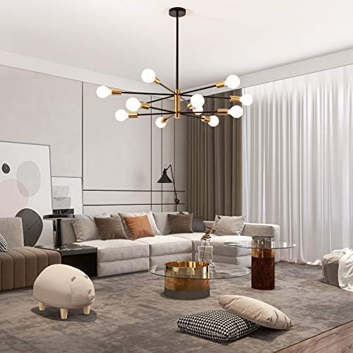 SOZOMO Sputnik Ceiling Light, 12-Lights Sputnik Chandelier with 3 Spare Rod and Universal Joints, for Living Room Bedroom Kitchen