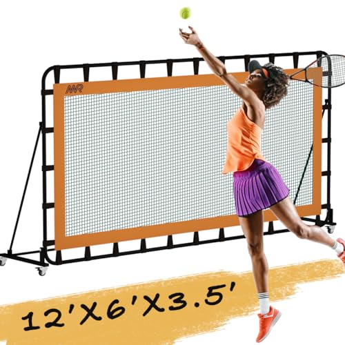 MR Tennis Rebounder 12&rsquo;x6&rsquo;, Adjustable Tilt Angle Rebound Net, Multi-Sport Portable Bounce Back...