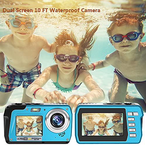 Waterproof Camera 4K Underwater Cameras 56 MP Waterproof Camcorder Camera Dual Screen TFT Displays Selfie Video Recorder Waterproof Digital Camera for Snorkeling (810BU)
