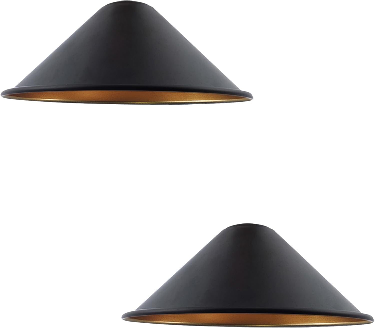 2 Pack Black Inner Gold Cone Lamp Shades 22cm Metal Light Shades with Vintage Design Easy Fit for Ceiling Wall & Pendant Fixtures Ideal for Home or Café Lighting